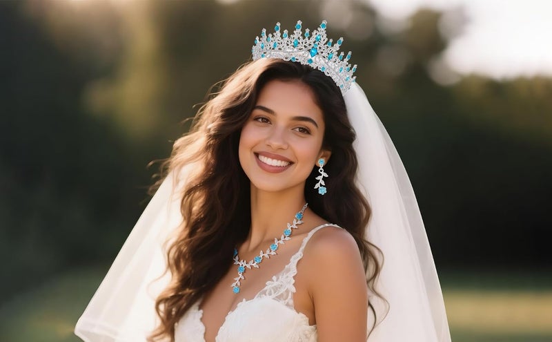 Kamirola Tiaras and Crowns for Women,Tiaras Earrings Necklace, Crystal Bridal Jewelry Set (TR48) - Image 3